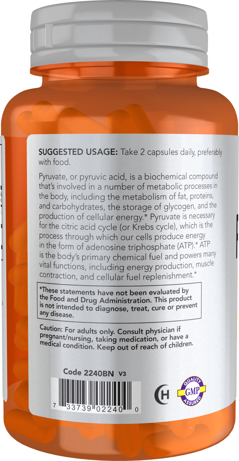 NOW Sports, Pyruvate 600 mg, Energy Production*, 100 Veg Caps