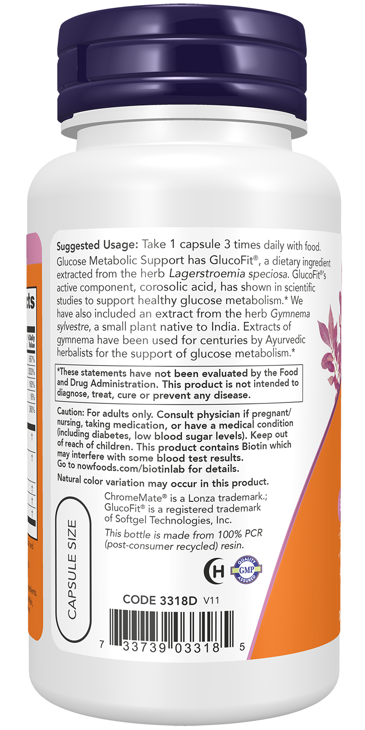 NOW Supplements, Glucose Metabolic Support, a Superior Formula with GlucoFit®, 90 Capsules