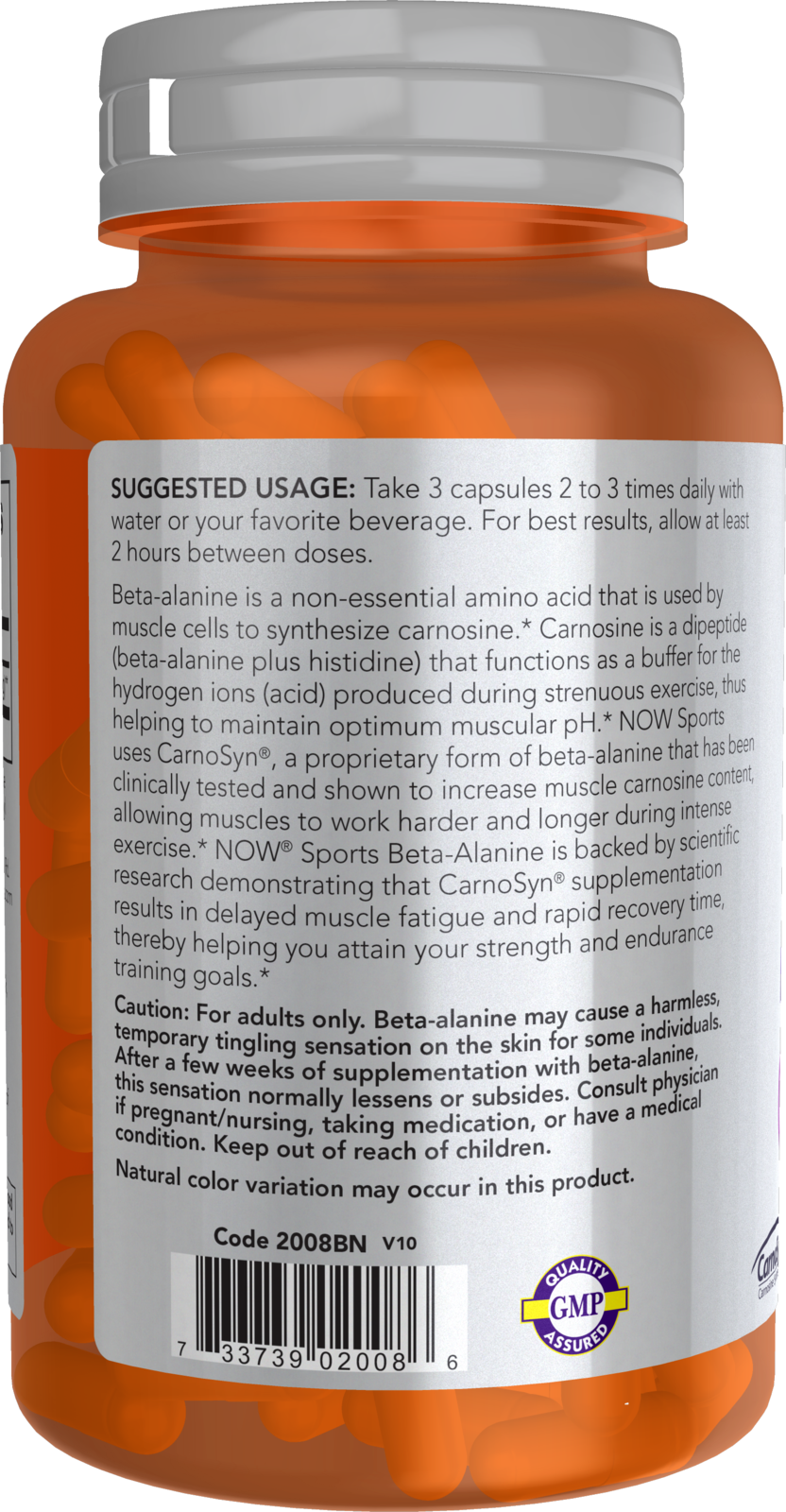 NOW Sports, Beta-Alanine 750 mg, Delays Muscle Fatigue*, 120 Veg Caps