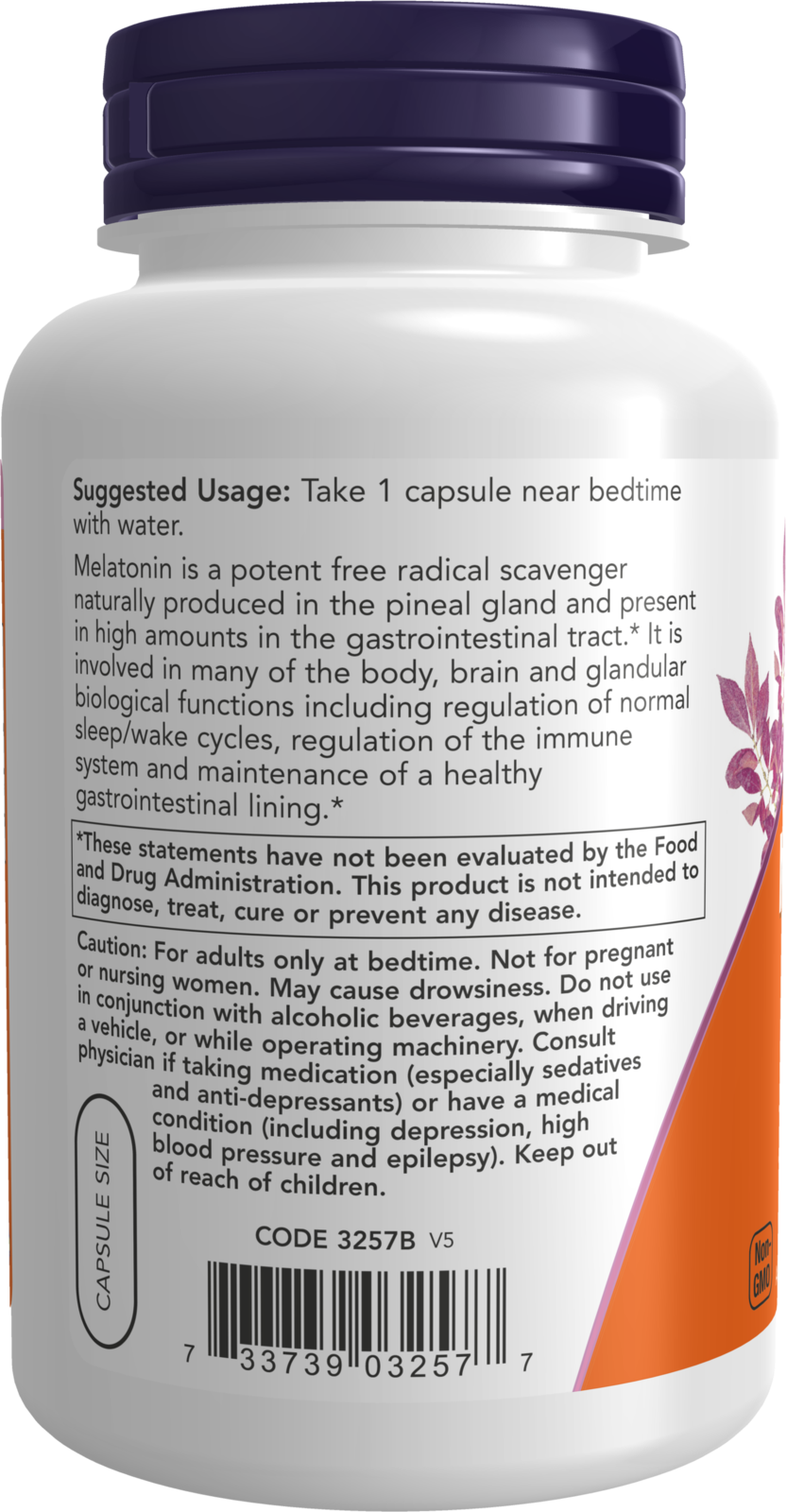 NOW Supplements, Melatonin 3 mg, Healthy Sleep Cycle*, 180 Veg Caps