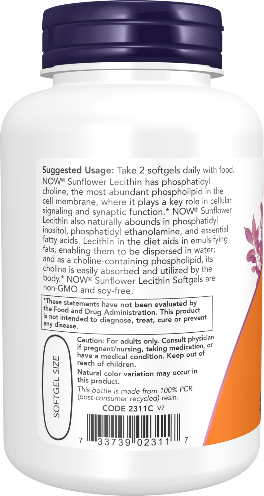 NOW Supplements, Sunflower Lecithin, Phosphatidyl Choline, 100 Softgels