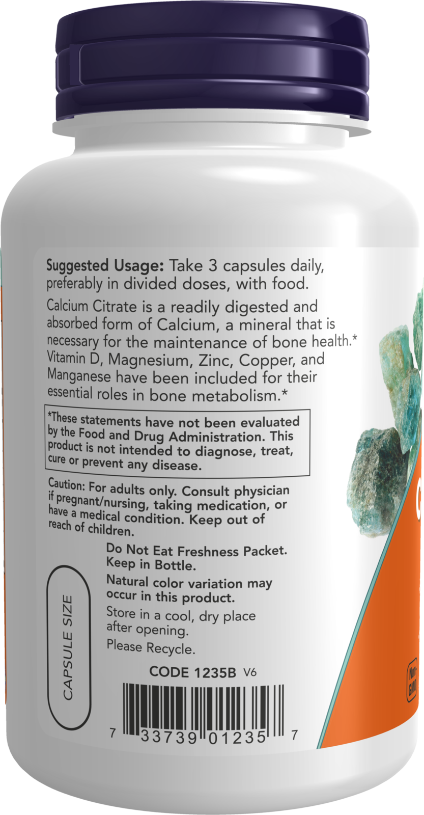 NOW Supplements, Calcium Citrate with Vit D, Magnesium, Zinc, 120 Veg Caps