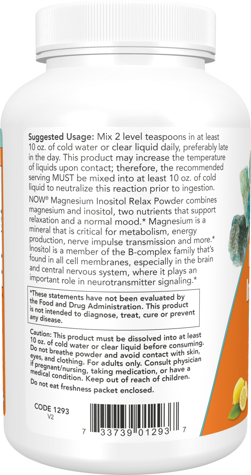 NOW Supplements, Magnesium Inositol Relax, Fizzy Lemonade Flavor, 16-oz