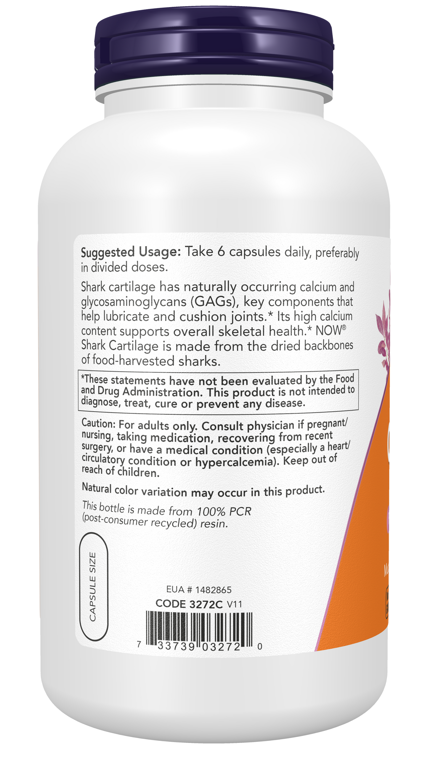 NOW Supplements, Shark Cartilage 750 mg with Naturally occurring Mucopolysaccharides and Calcium, 300 Capsules