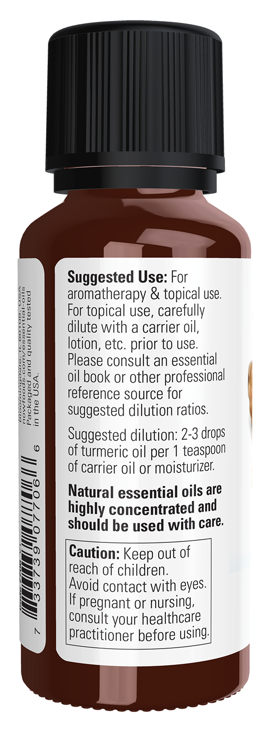 NOW Essential Oils, Turmeric Oil, Undiluted, Steam Distilled, 1 fl. oz