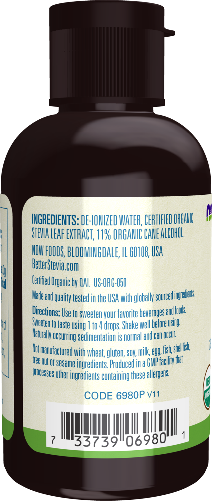 NOW BetterStevia® Organic Zero-Calorie Liquid Sweetener, 2 fl. oz.