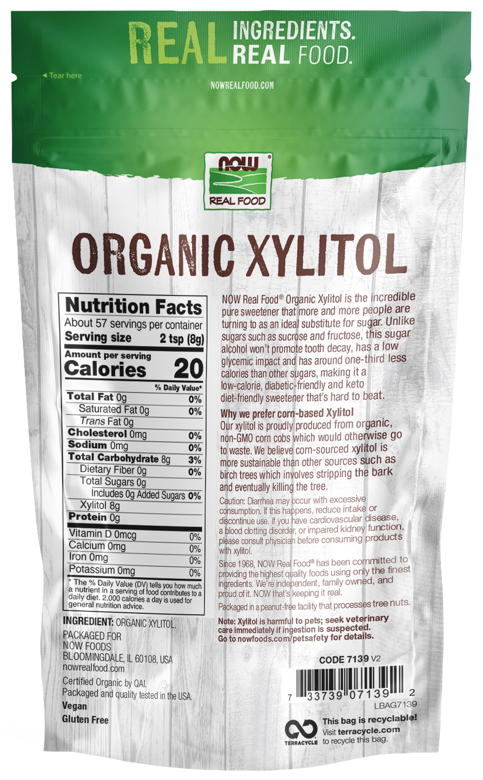 NOW Foods, Organic Xylitol, No Added Ingredients, 1 lb