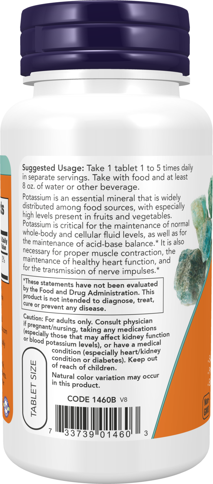 NOW Supplements, Potassium Gluconate 99mg, Easier to Swallow, 100 Tabs