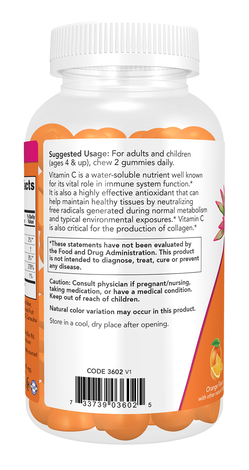 NOW Supplements, Vitamin C Gummies 250 mg, Antioxidant Support*, 90 Gummies