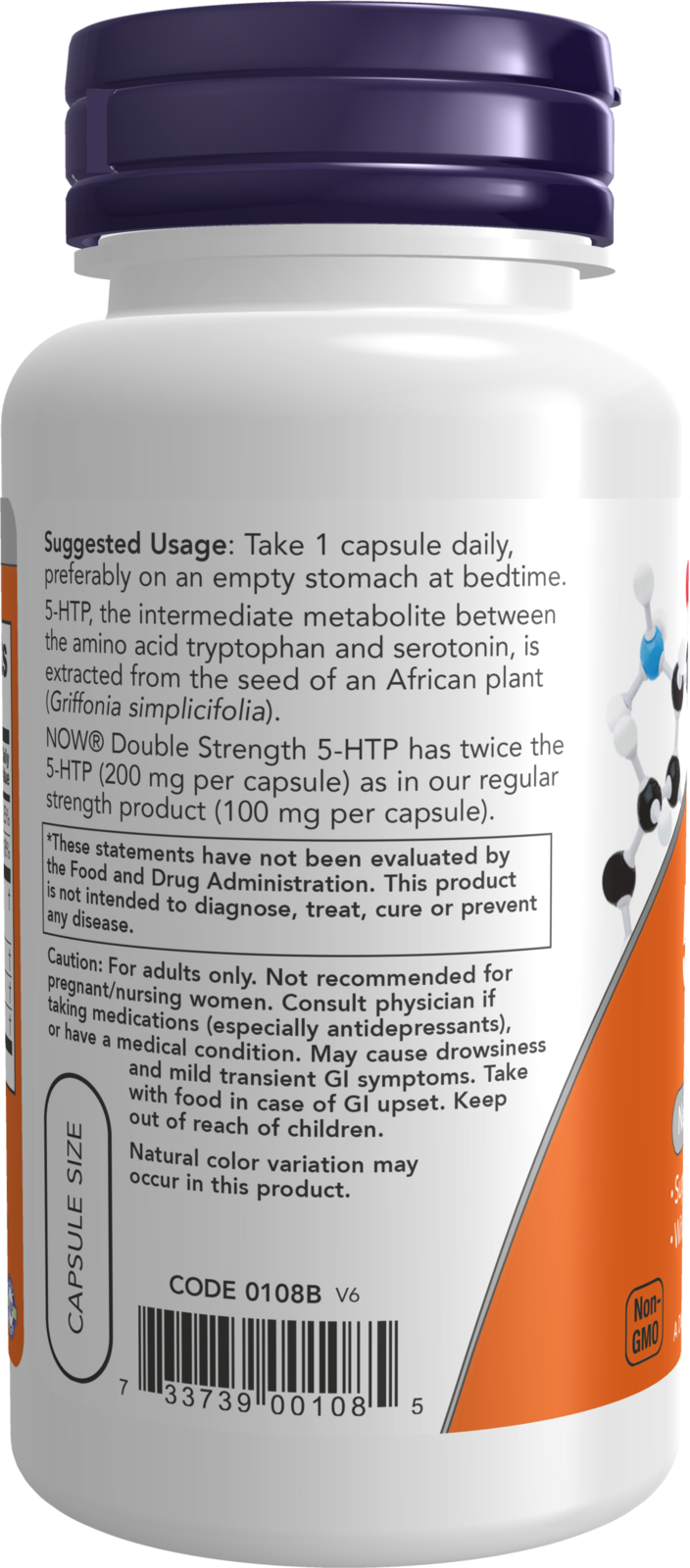 NOW Supplements, 5-HTP (5-hydroxytryptophan) 200 mg, 60 Veg Caps