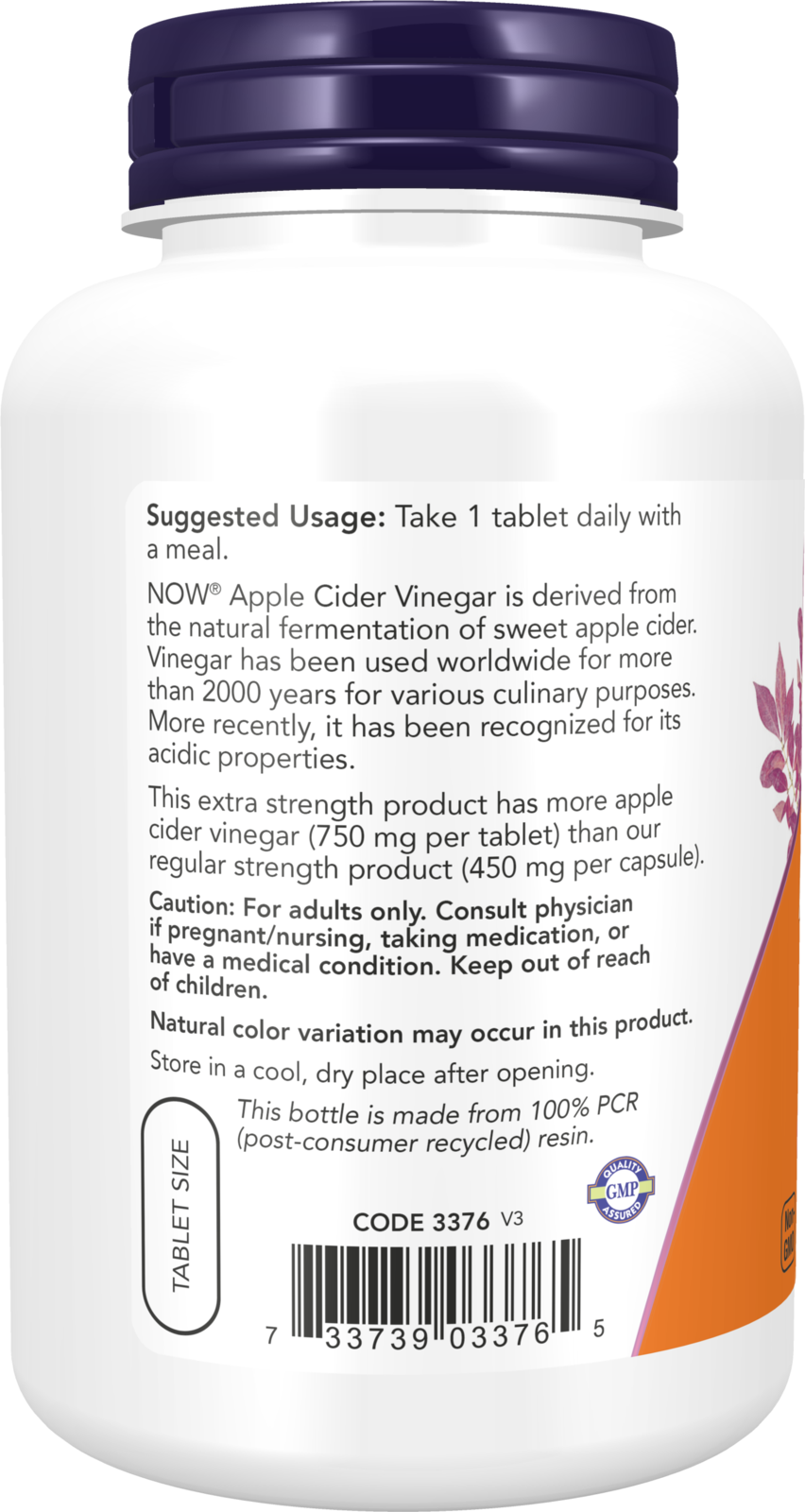 NOW Supplements, Apple Cider Vinegar 750 mg, Extra Strength, 180 Tabs
