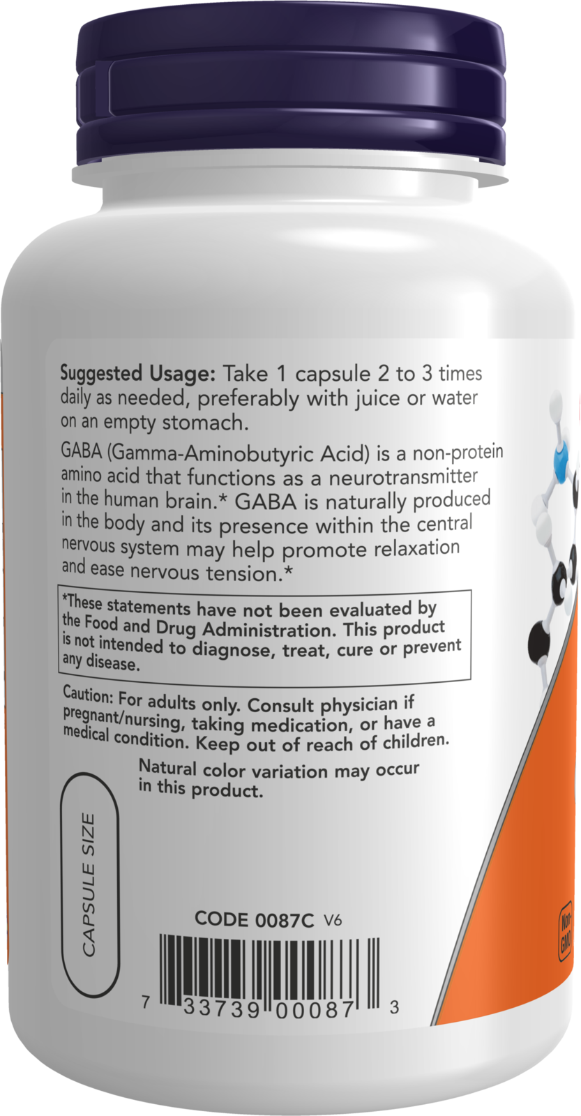 NOW Supplements, GABA 500 mg + B-6, Cognitive Support*, 100 Veg Caps