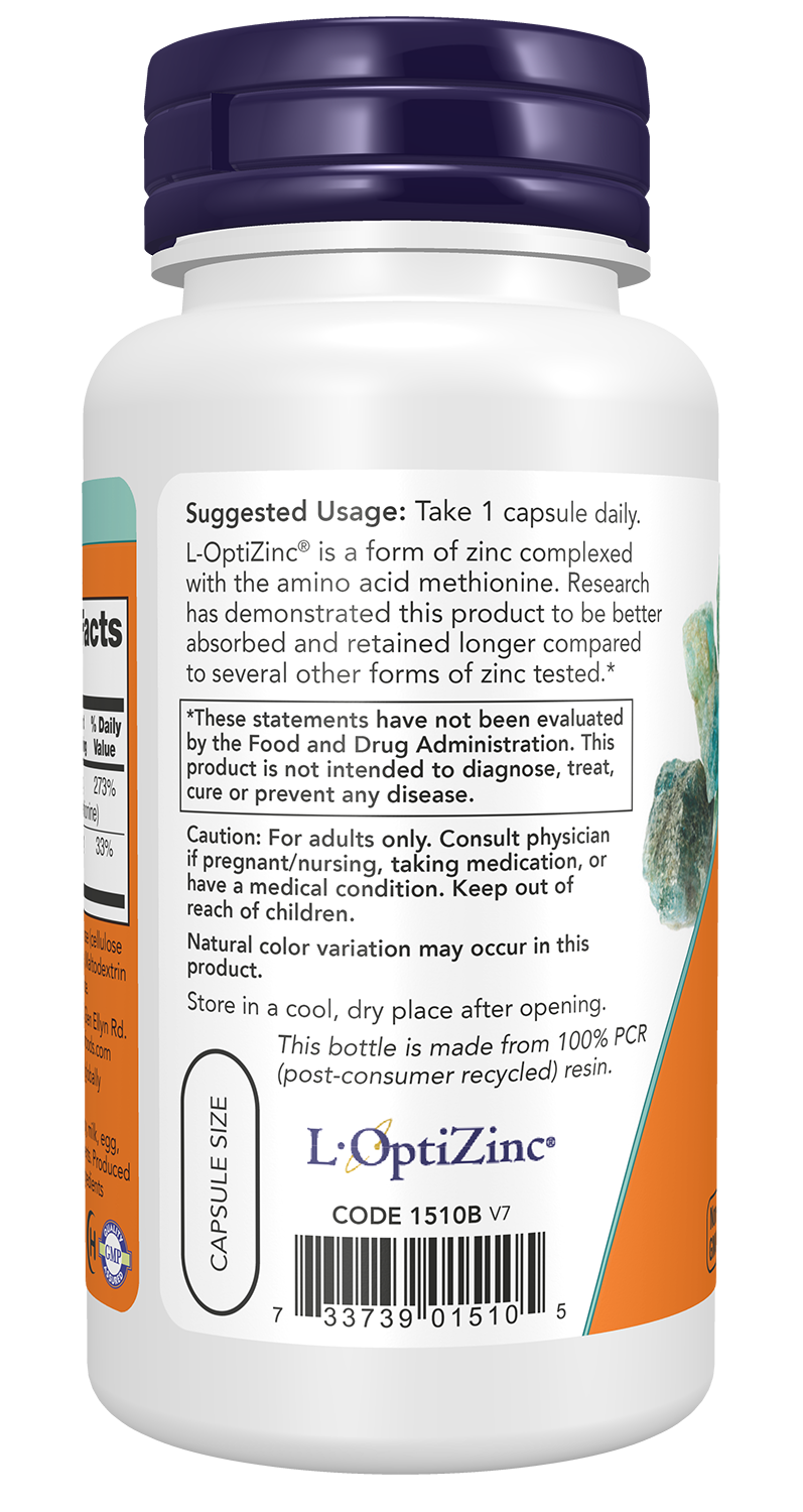 NOW Supplements, L-OptiZinc® 30 mg with Copper, 100 Veg Caps