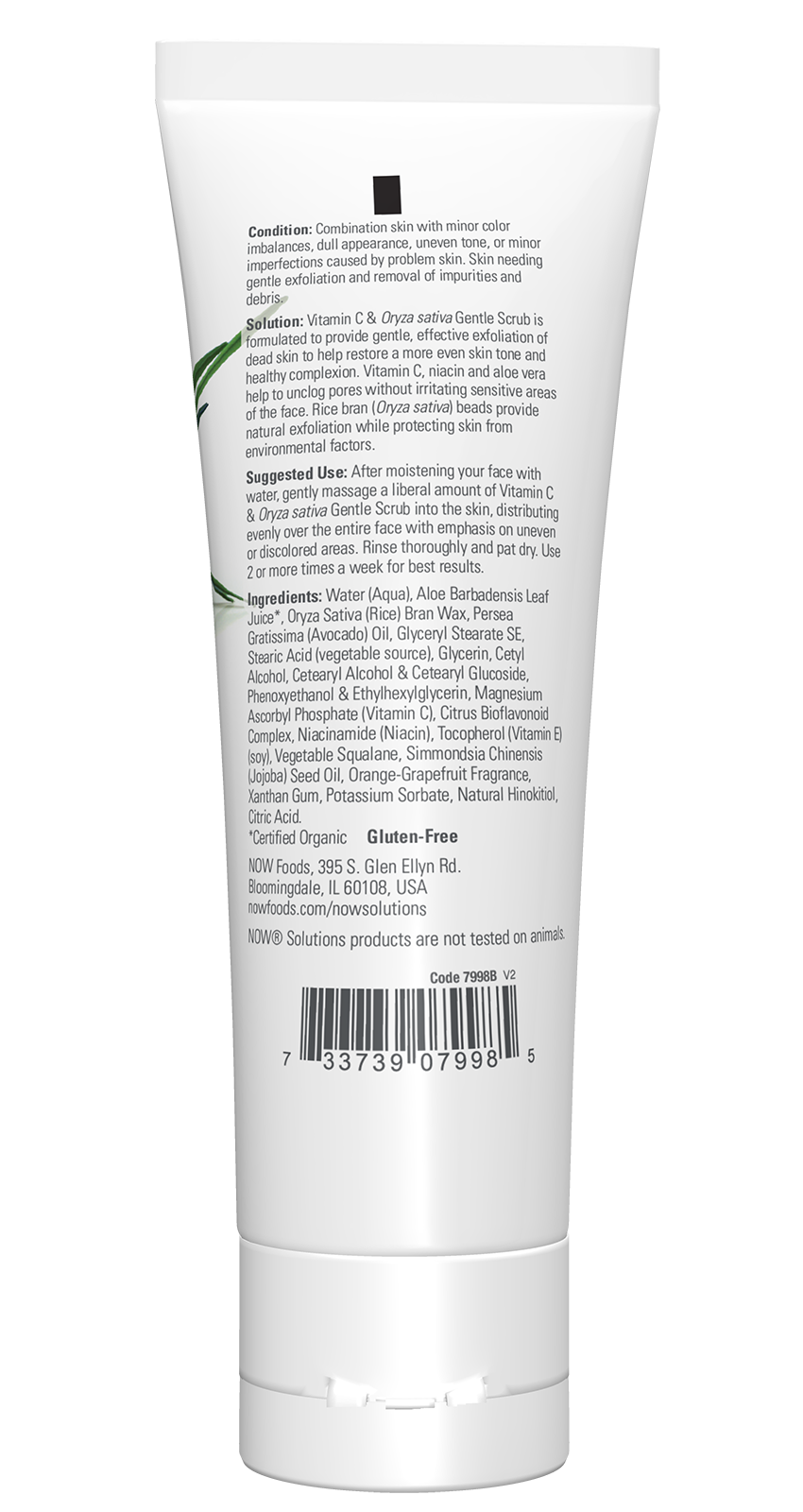 NOW Solutions, Vitamin C and Oryza Sativa Scrub, Brightening, 4 fl. oz