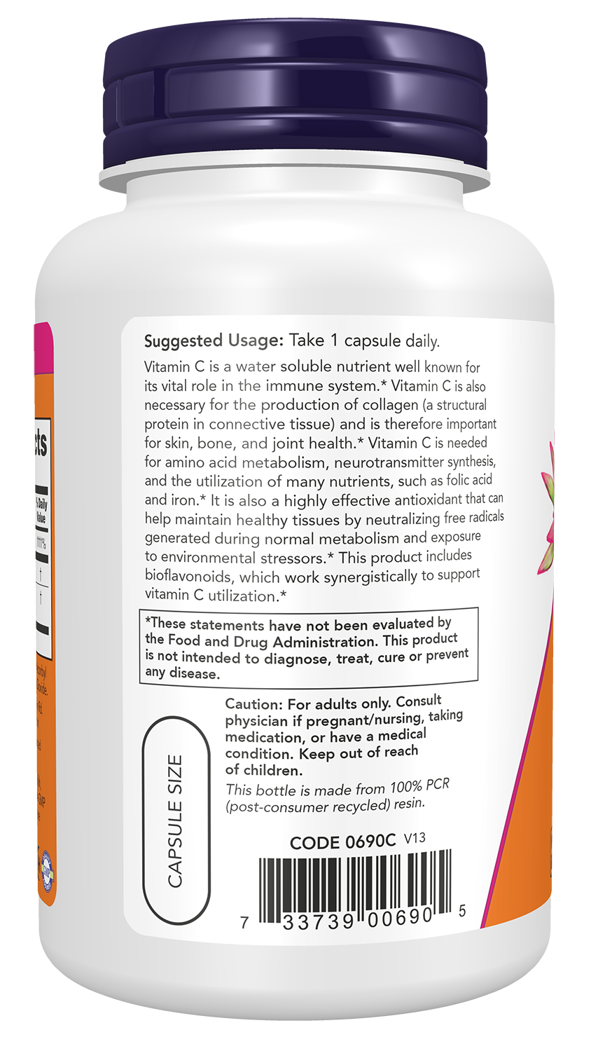 NOW Supplements, Vitamin C-1,000 with 100 mg of Bioflavonoids, 100 Veg Caps