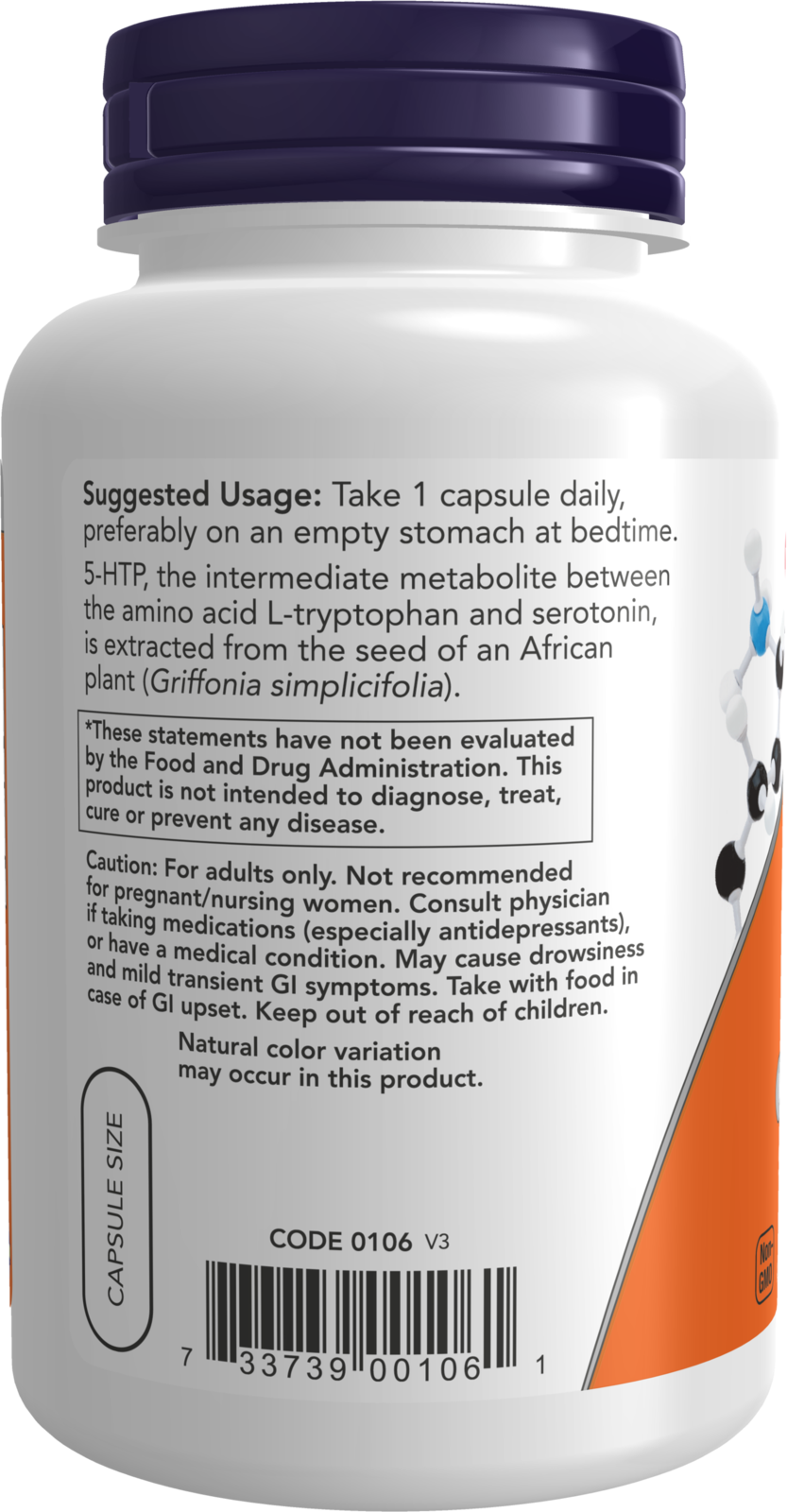 NOW Supplements, 5-HTP (5-hydroxytryptophan) 100 mg, 120 Veg Caps
