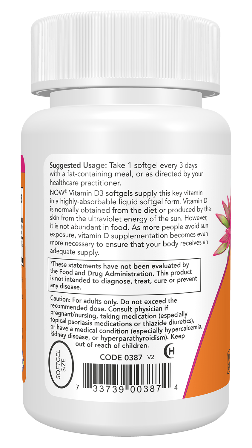 Now Foods, Vitamin D-3, High Potency, 10,000 Iu, 30 Softgels