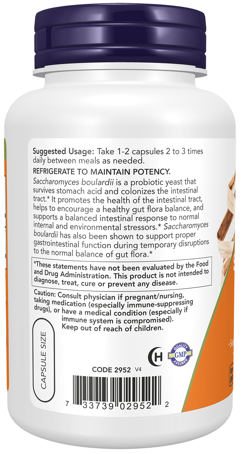 NOW Supplements, Saccharomyces Boulardii, 5 Bil CFU Probiotic, 120 Veg Caps