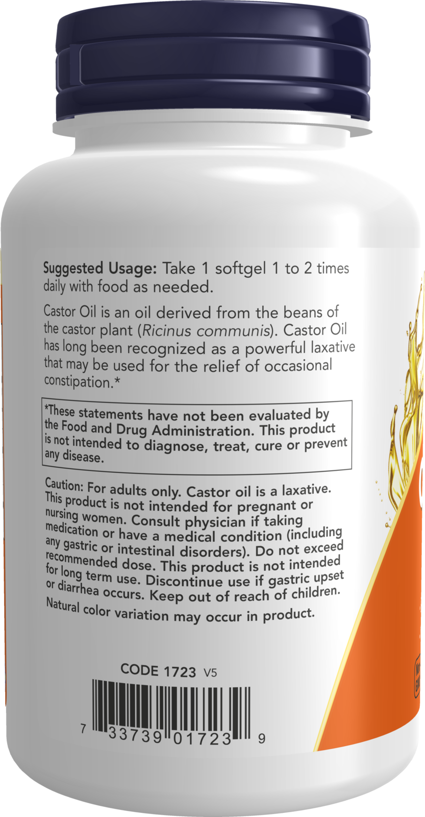 NOW Supplements, Castor Oil 650 mg with Fennel Oil,120 Softgels