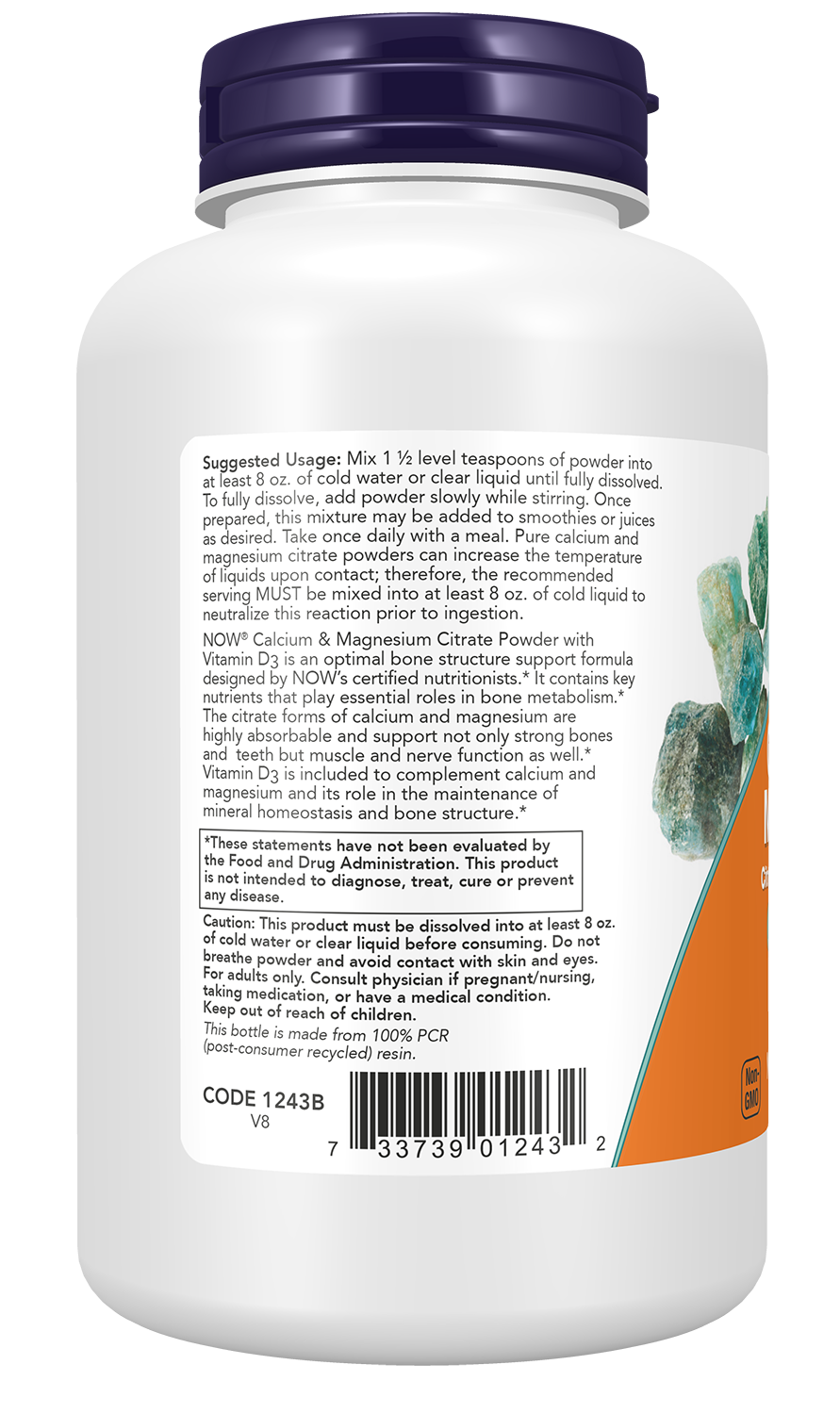 NOW Supplements, Calcium & Magnesium Citrate and D-3, Powder, 8 oz