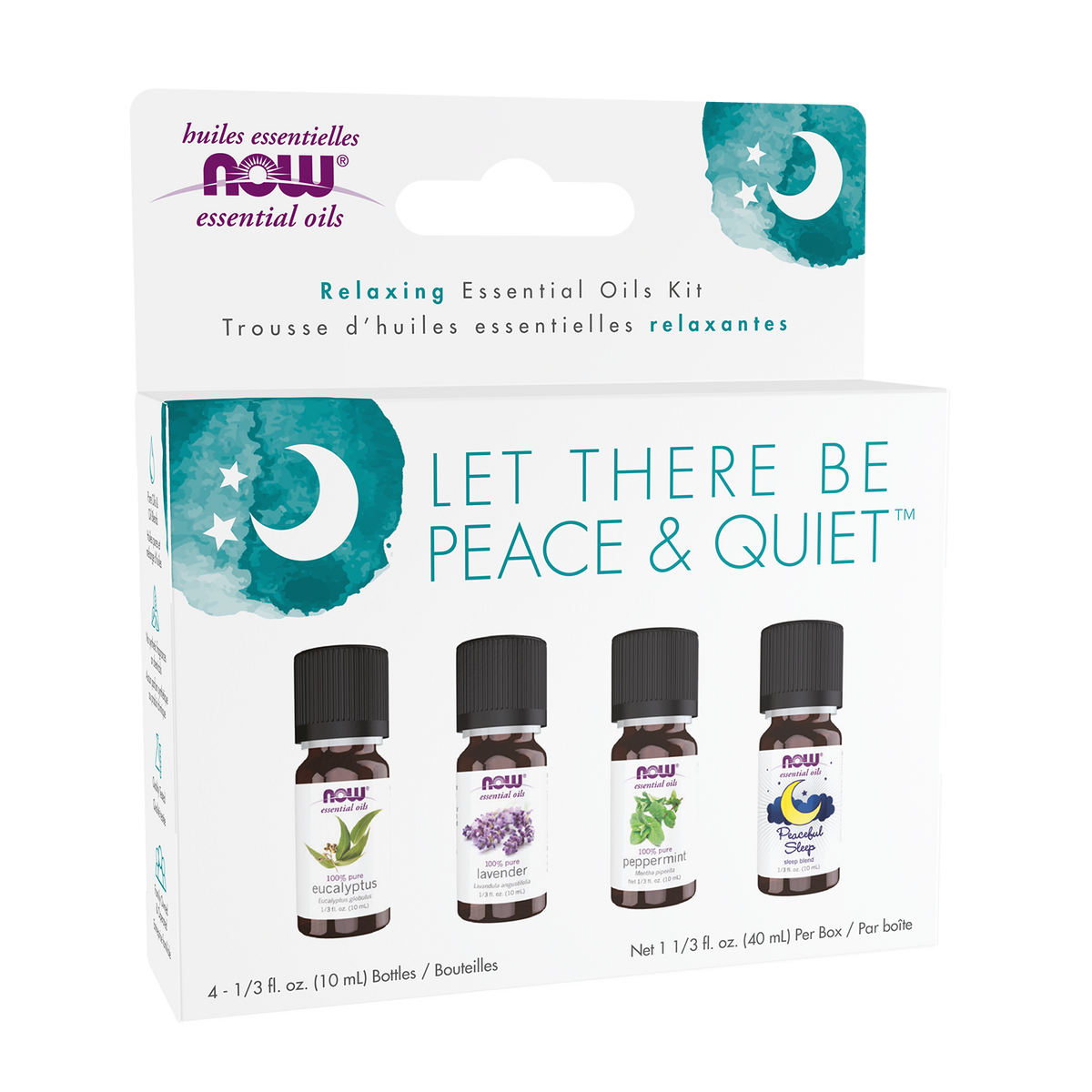 NOW Essential Oils, Let There Be Peace & Quiet Aromatherapy Kit, 4x 10 mL