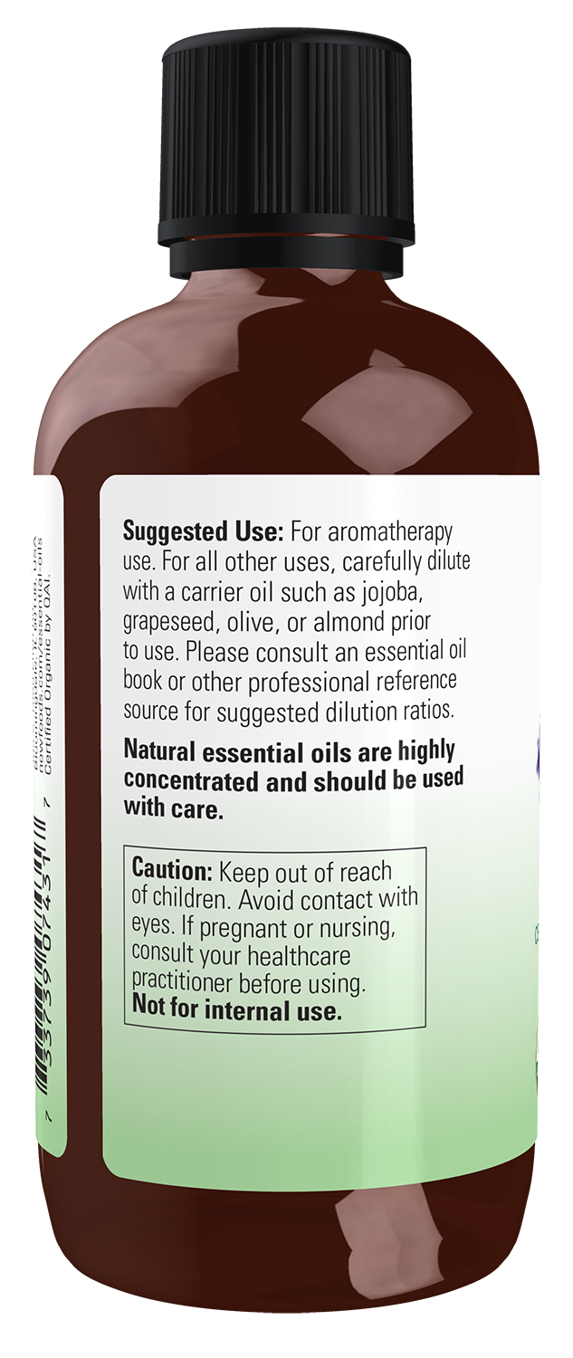 NOW Essential Oils, Organic Lavender Oil, Steam Dist., Undiluted, 4 fl. oz