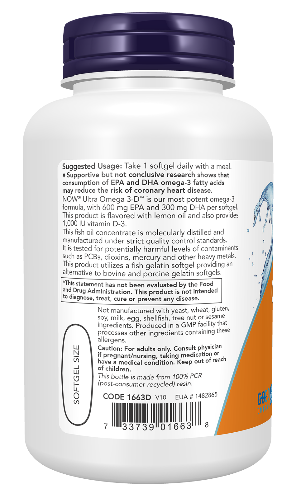 NOW Supplements, Ultra Omega 3-D™, Omega-3 Fish Oil, 90 Softgels