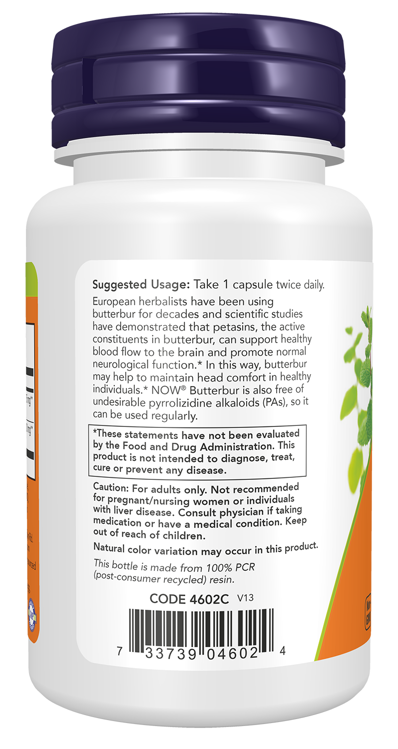 NOW Supplements, Butterbur with Feverfew, Neurological Support*, 60 Veg Cap