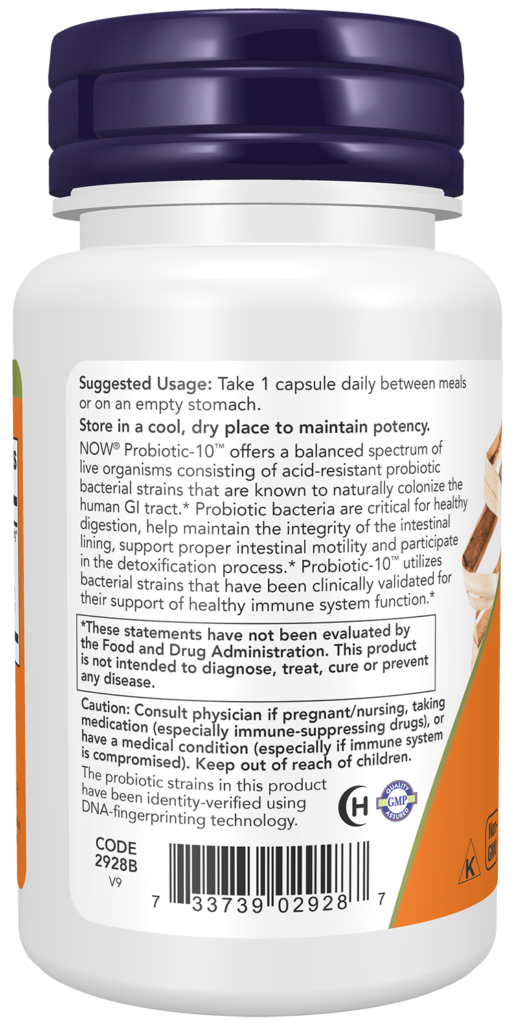 NOW Supplements, Probiotic-10™, 50 Billion, with 10 Strains, 50 Veg Caps