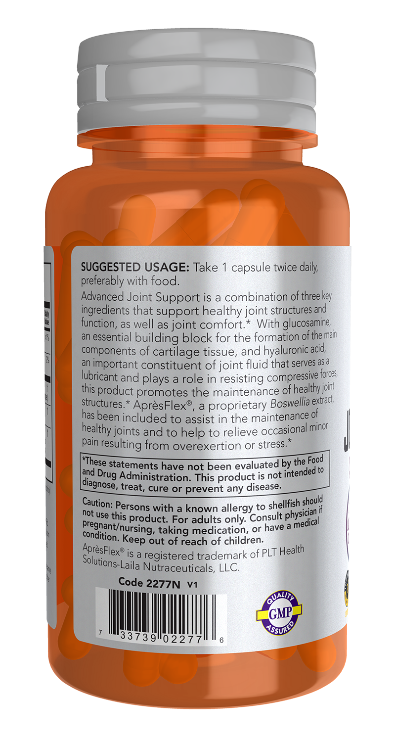 NOW Sports, Advanced Joint Support, Glucosamine, Hyaluronic Acid, 60 Caps