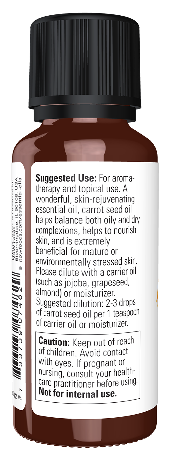 NOW Essential Oils, Carrot Seed Oil, Undiluted, Steam Distilled, 1 fl. oz