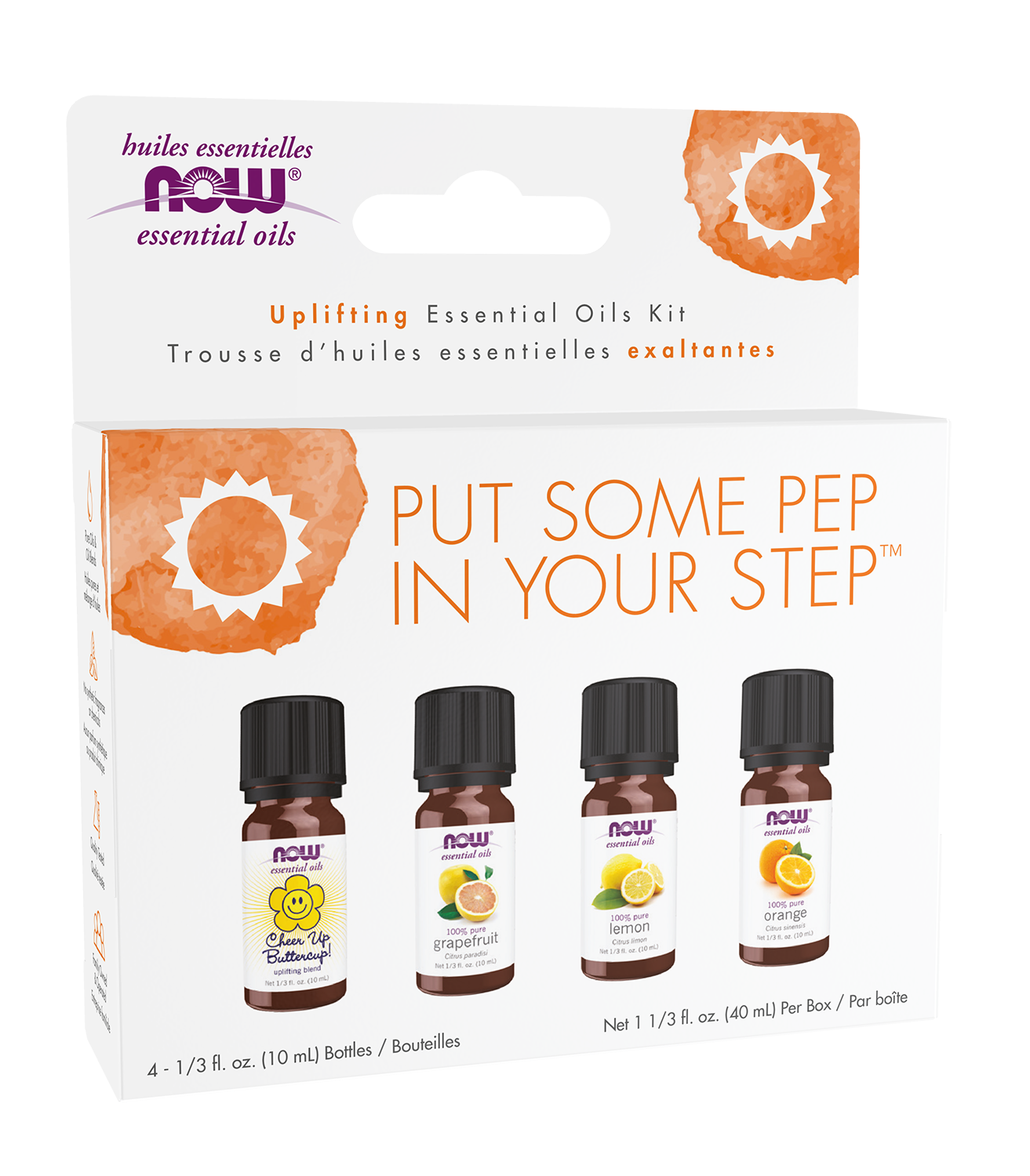 NOW Essential Oils, Put Some Pep in Your Step Uplifting Aroma Kit, 4x 10mL