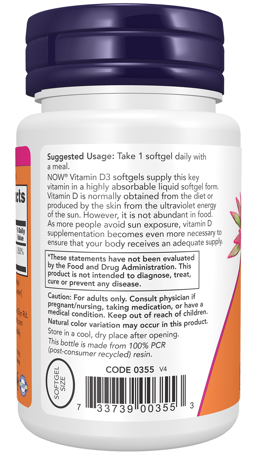 NOW Supplements, Vitamin D-3 2,000 IU, Structural Support*, 30 Softgels