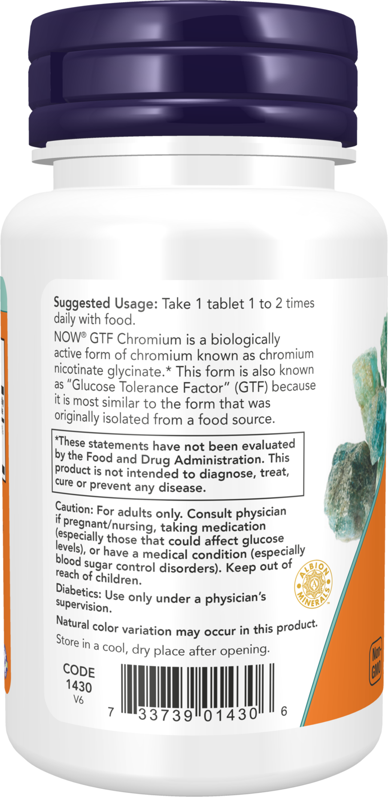 NOW Supplements, GTF (Glucose Tolerance Factor) Chromium 200 mcg, 100 Tabs