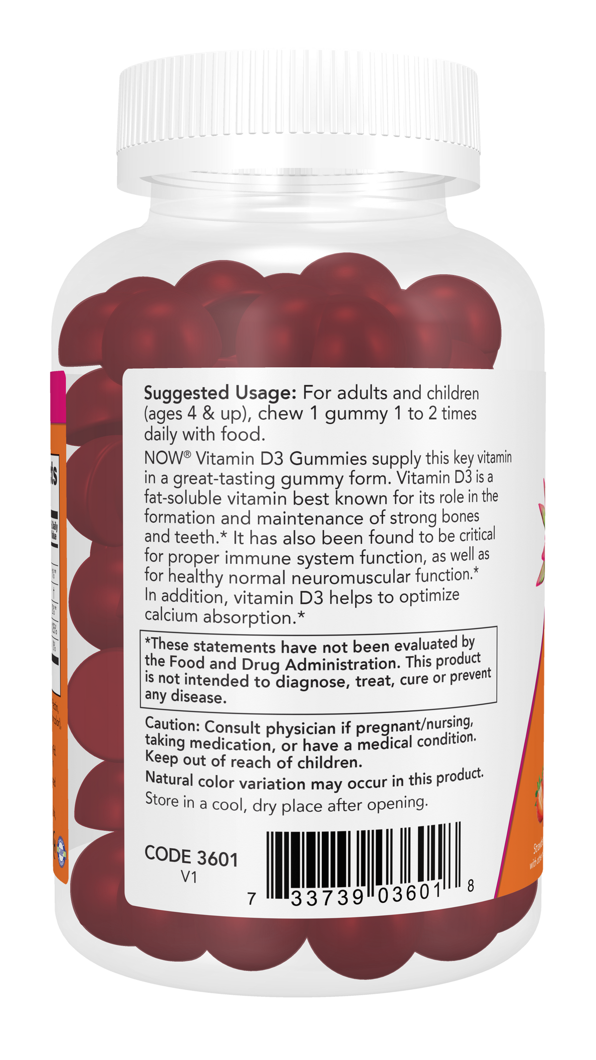 NOW Supplements, Vitamin D3 Gummies, Bone and Immune Health*, 90 Gummies