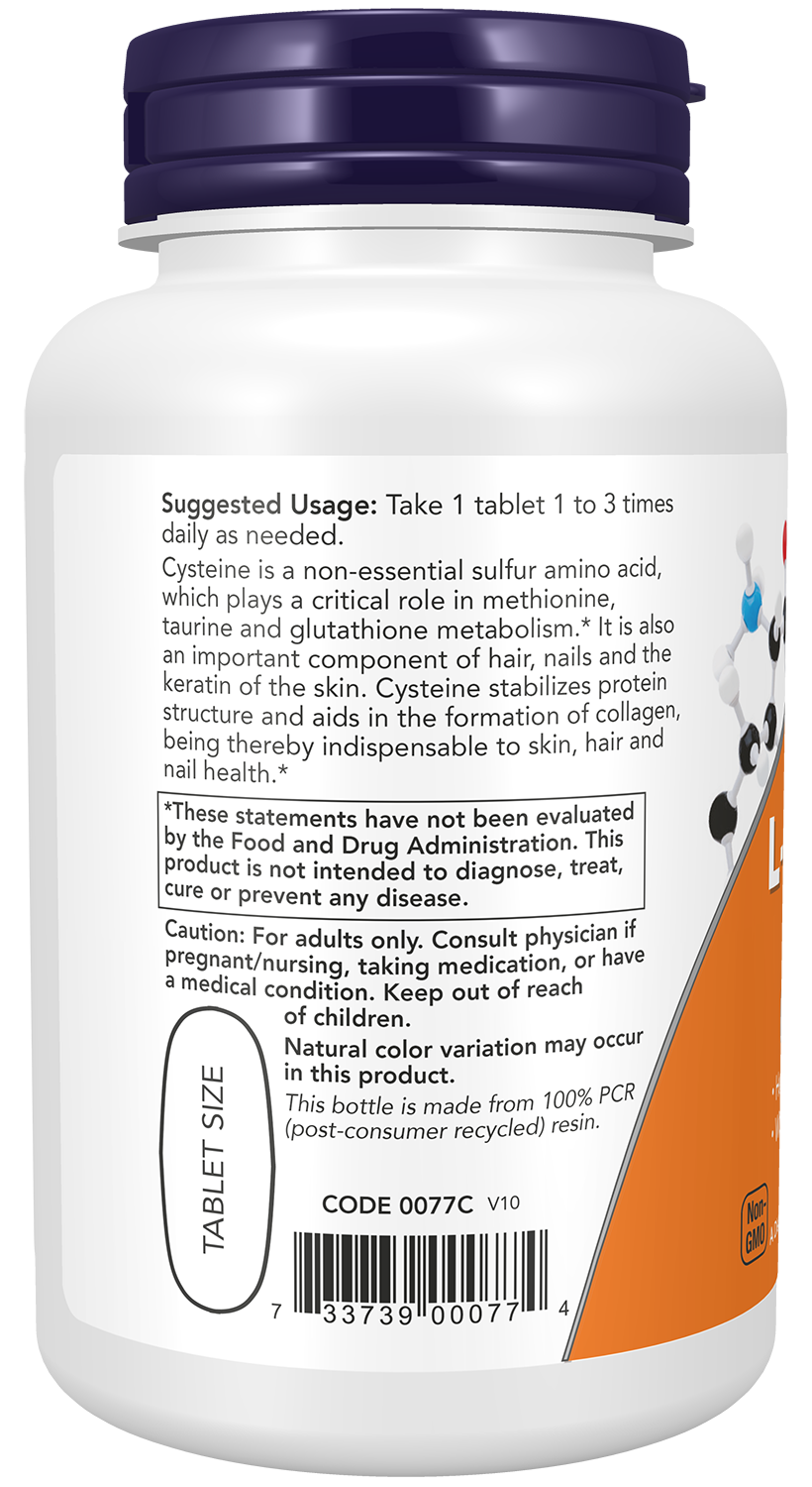 NOW Supplements, L-Cysteine 500 mg with Vitamins B-6 and C, 100 Tabs
