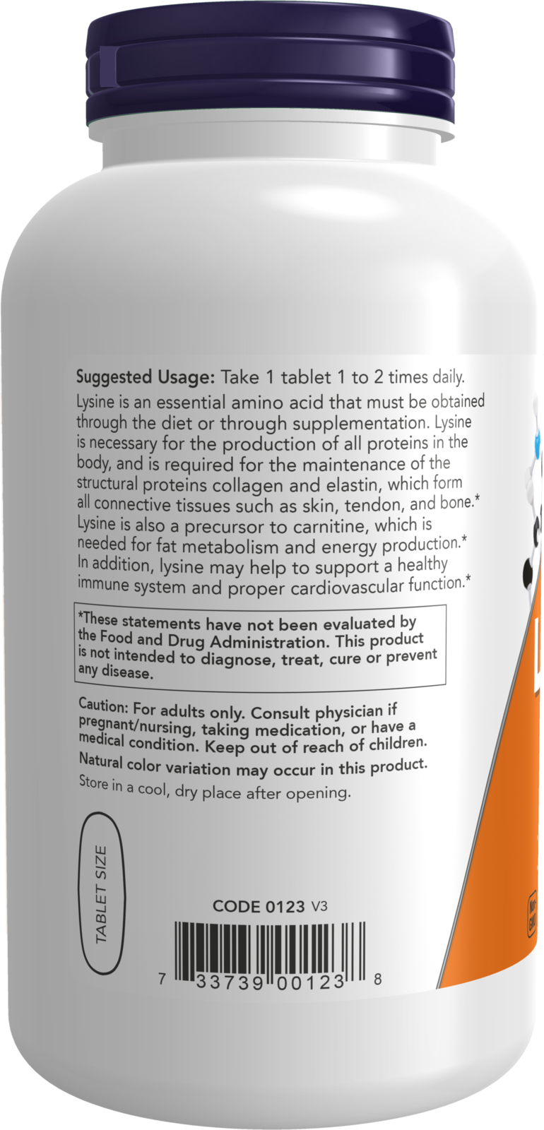 NOW Supplements, L-Lysine 1,000 mg, Double Strength, Amino Acid, 250 Tabs