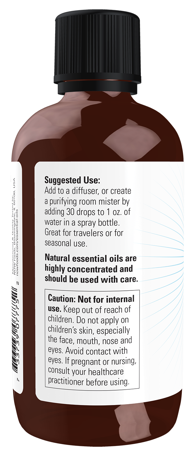 NOW Essential Oils, Clear the Air Oil Blend, Minty & Purifying, 4 fl. oz