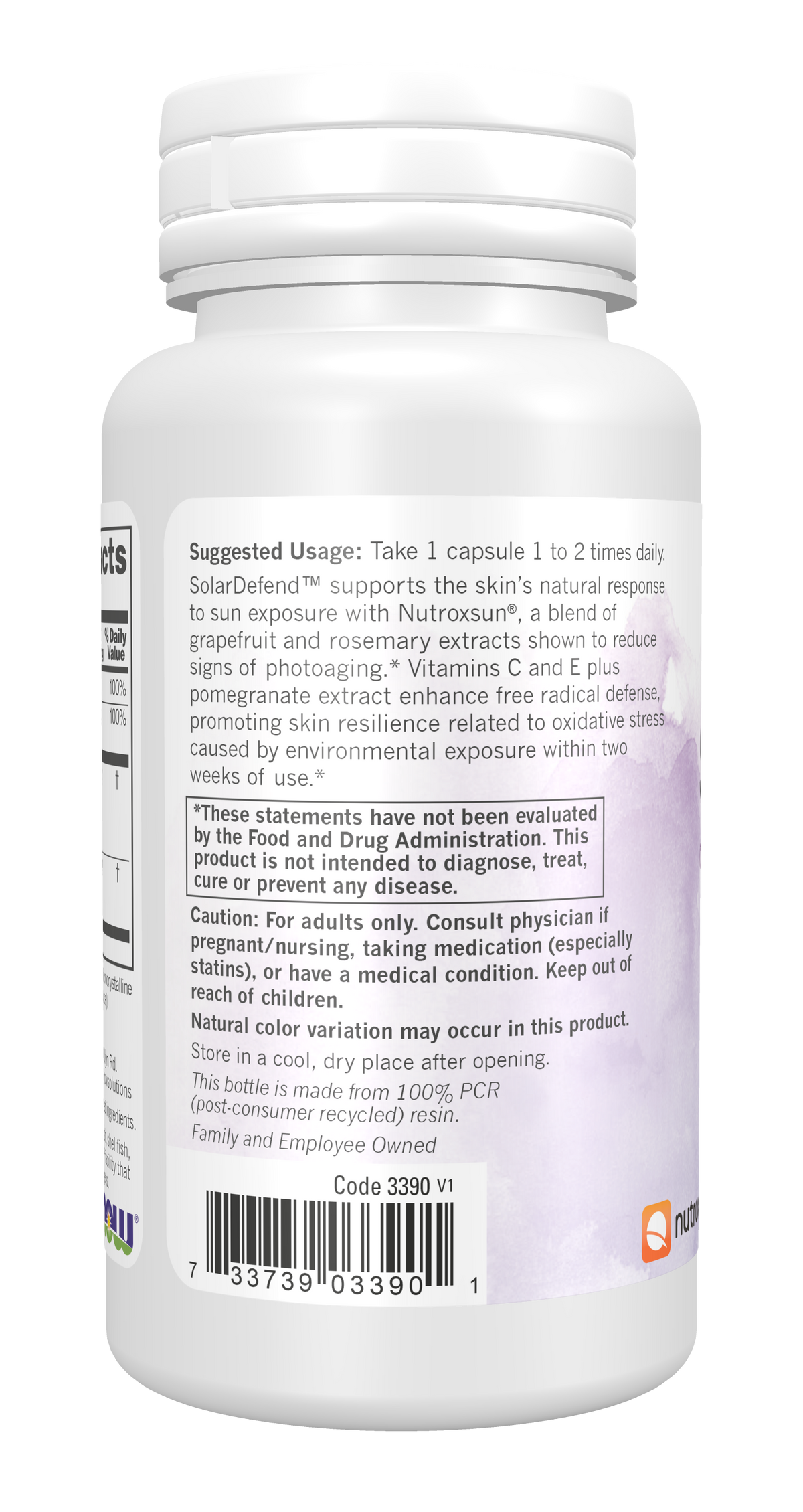 NOW Solutions, SolarDefend™ w/ Clinically Validated Nutroxsun®, 60 Veg Caps