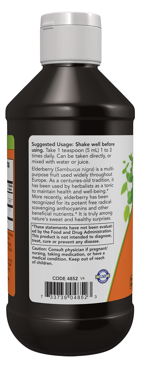 NOW Supplements, Elderberry Liquid 500 mg, 10:1 Concentrate, 8 fl. oz