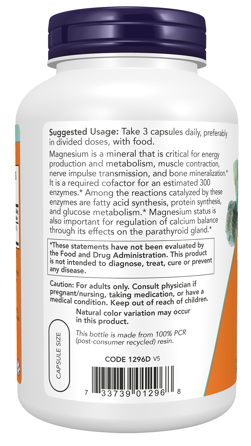 NOW Supplements, Magnesium Citrate, Enzyme Function*, 240 Veg Caps