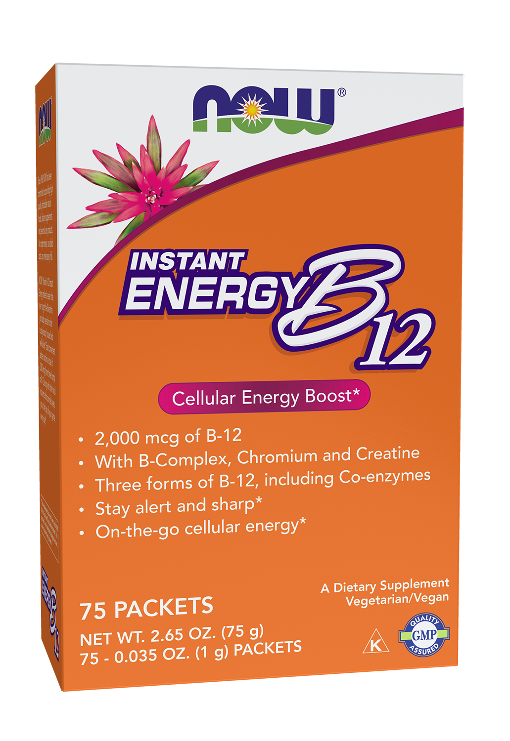 NOW Supplements, Instant Energy B-12 (2,000 mcg per packet), 75 Packets