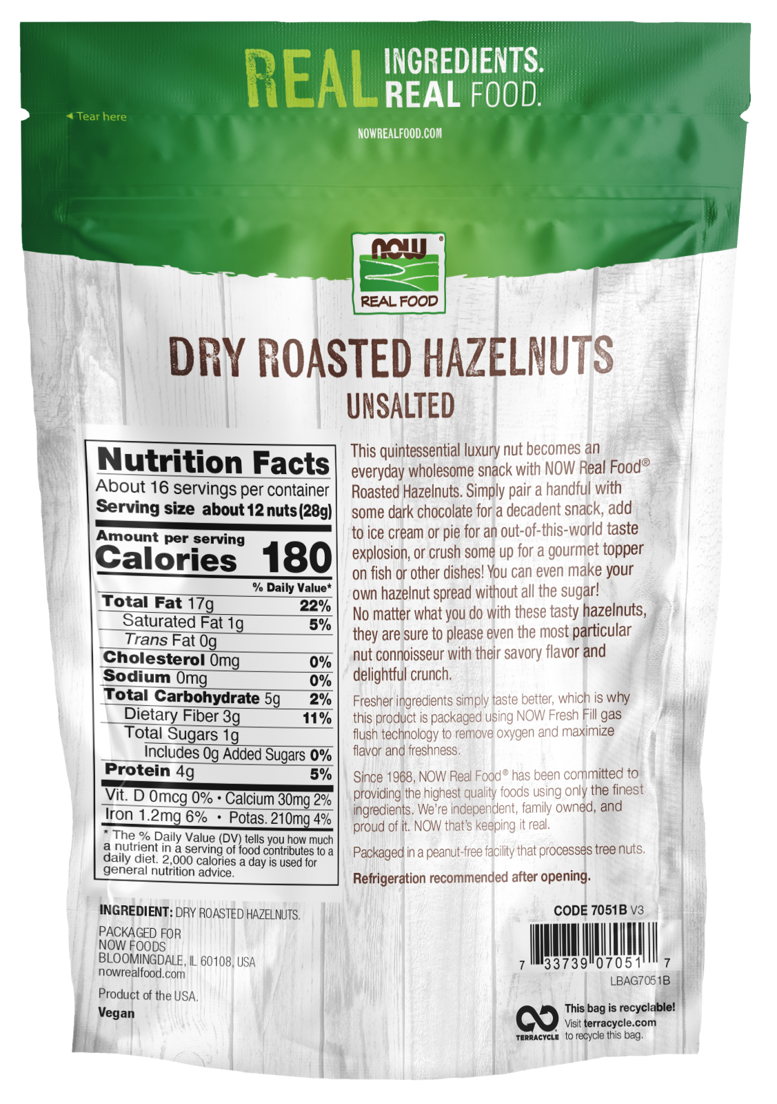 NOW Foods, Hazelnuts, Dry Roasted & Unsalted, 16 oz