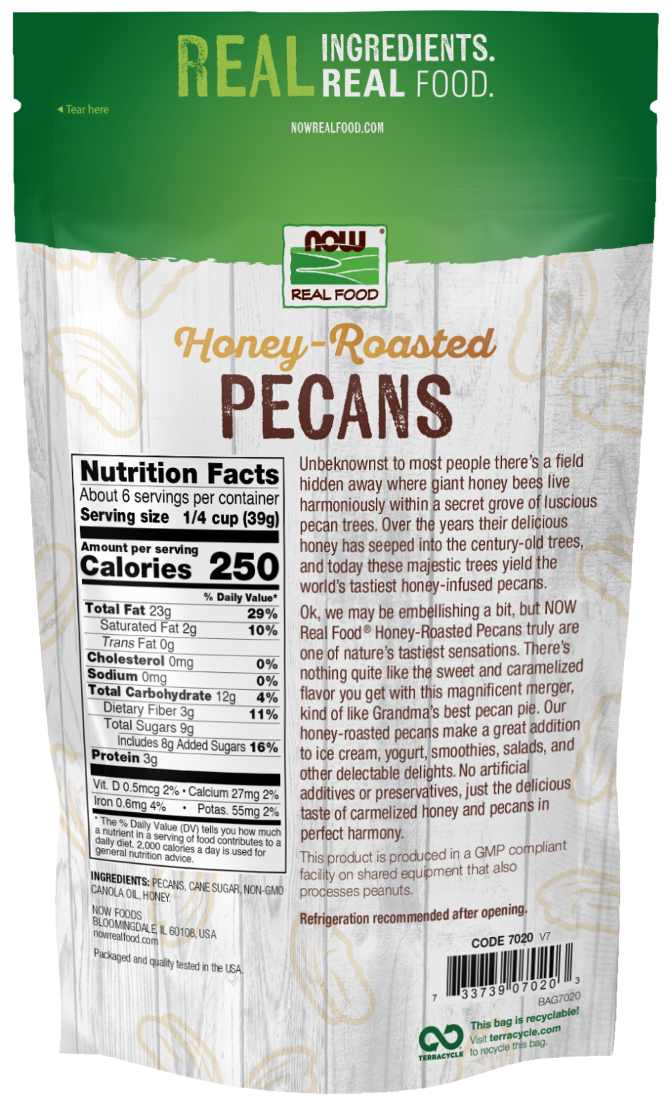NOW Foods, Honey-Roasted Pecans, Flavor Sensations, 8 oz