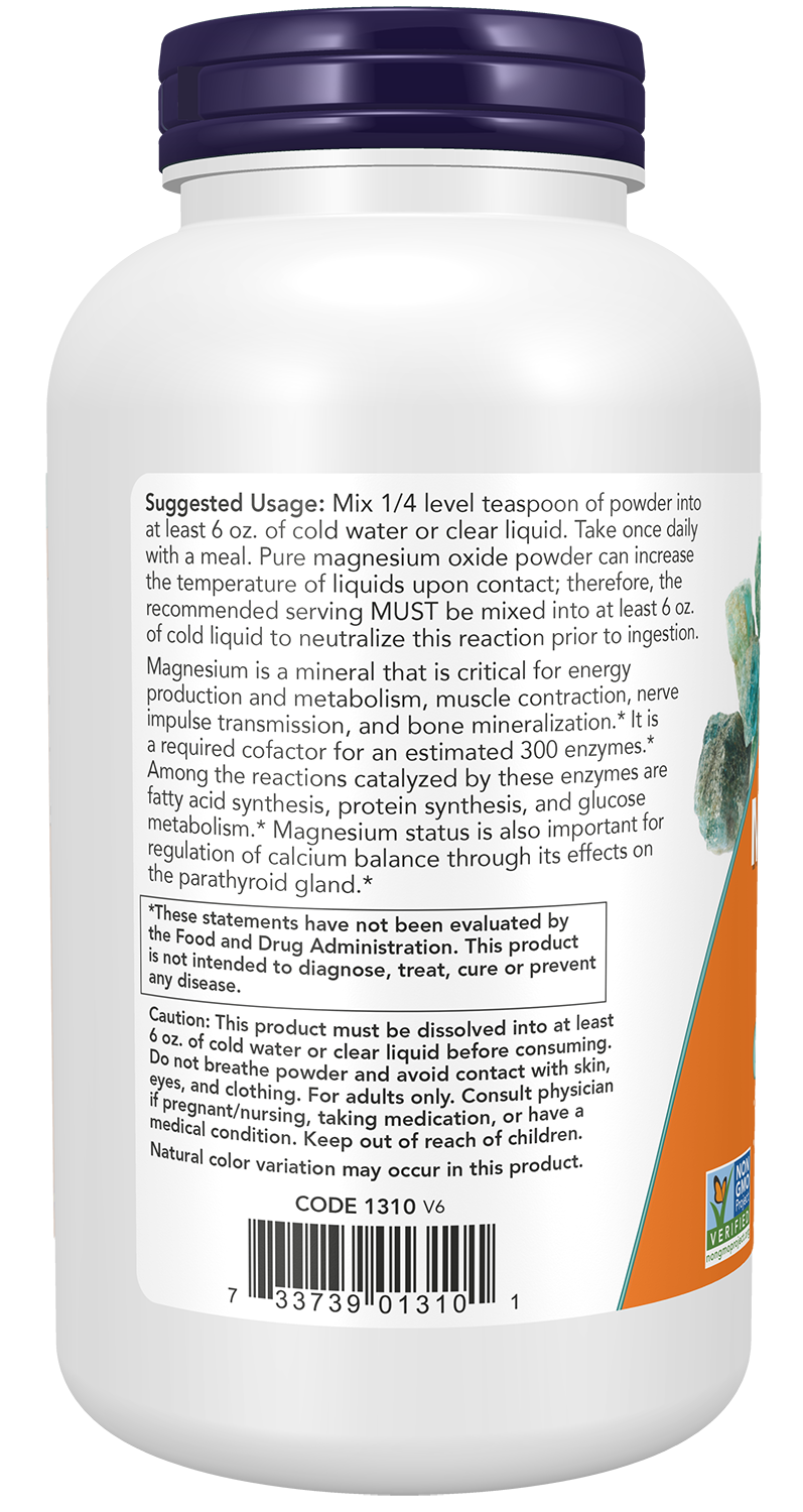 NOW Supplements, Magnesium Oxide, Enzyme Function*, 8 oz