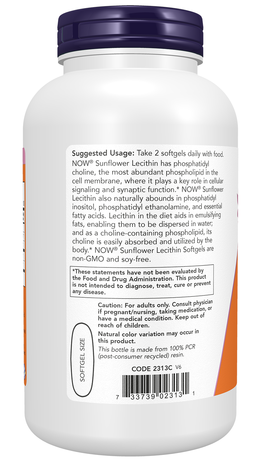 NOW Supplements, Sunflower Lecithin, Phosphatidyl Choline, 200 Softgels