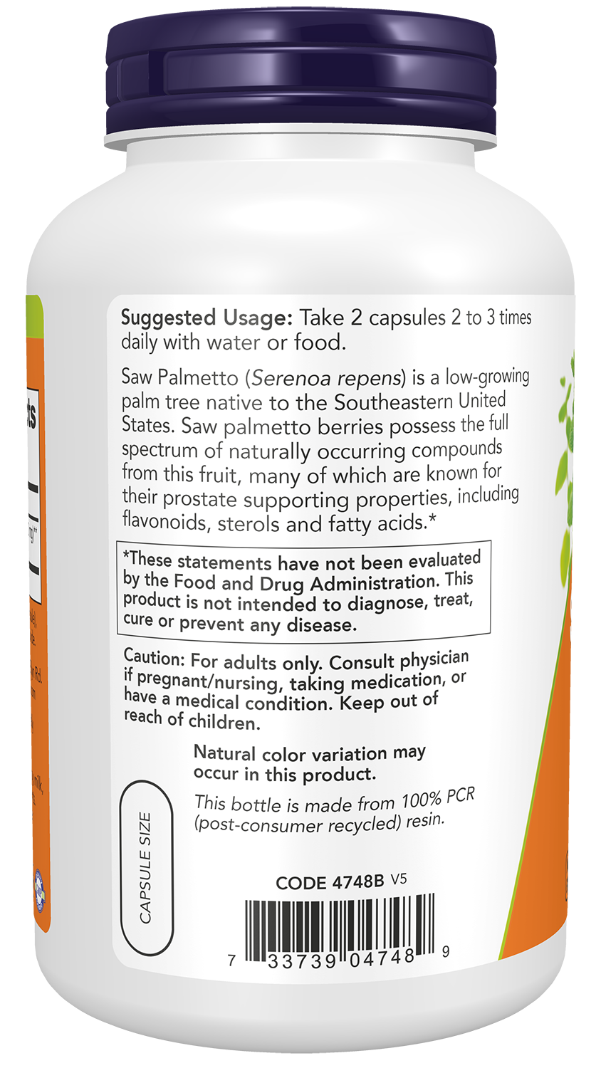 NOW Supplements, Saw Palmetto Berries 550 mg, Men's Health*, 250 Veg Caps