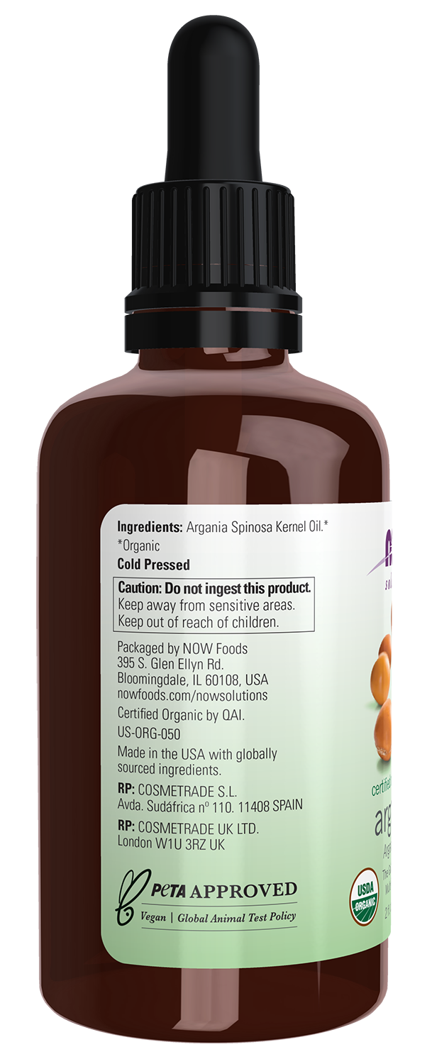 NOW Solutions, Organic Argan Oil, "Gold of Morocco" Multi-Purpose, 2 fl. oz