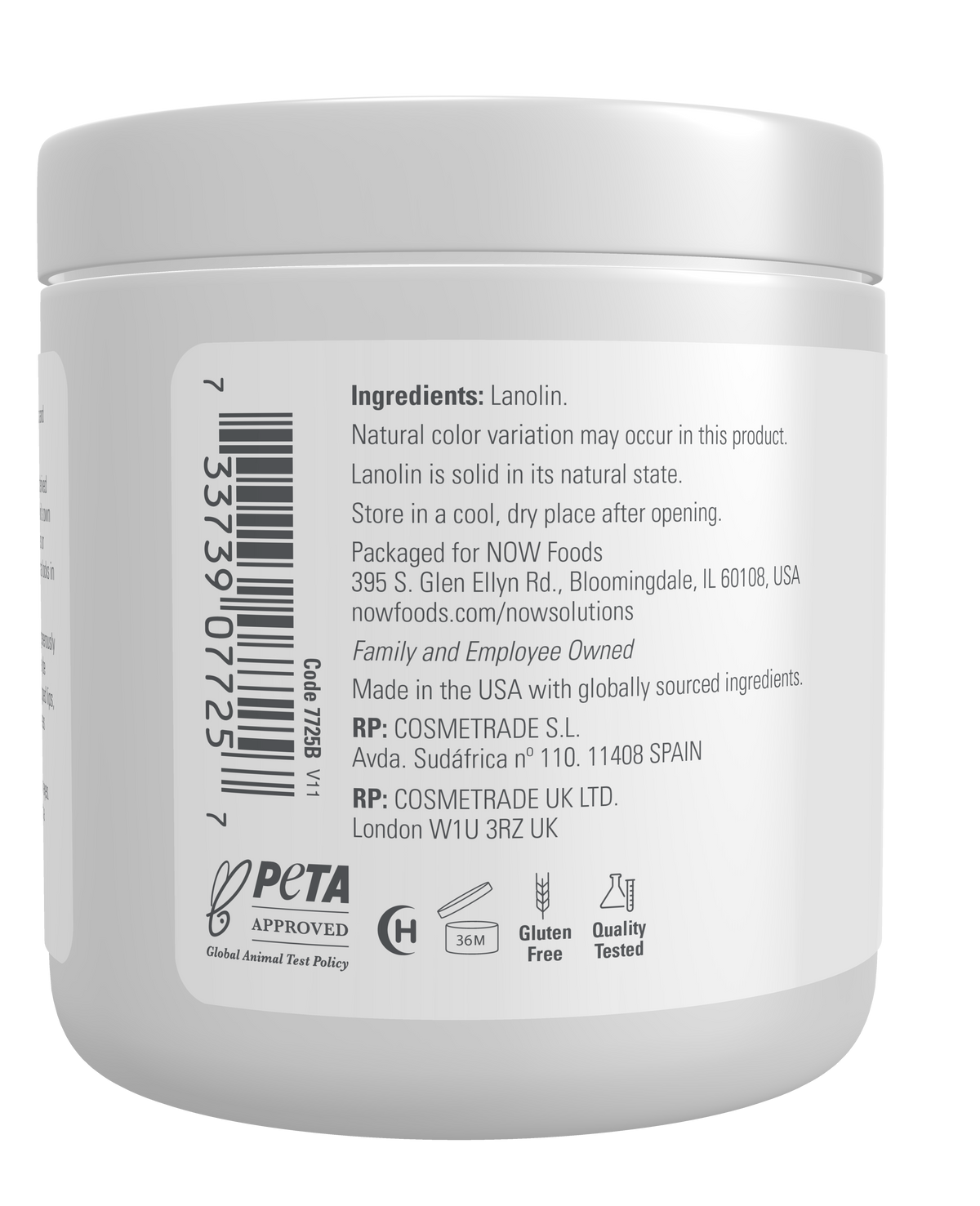 NOW Solutions, Lanolin, For Rough Dry Skin, 7 oz