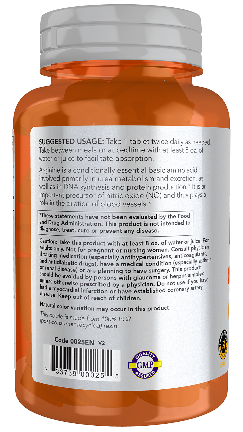 NOW Sports, L-Arginine 1,000mg, Double Strength, N.O. Precursor*, 60 Tabs